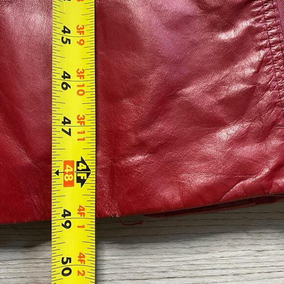 Vintage GIII G3 Red Double Breasted Long Genuine Leather Jacket Coat Size Medium - Picture 8 of 10